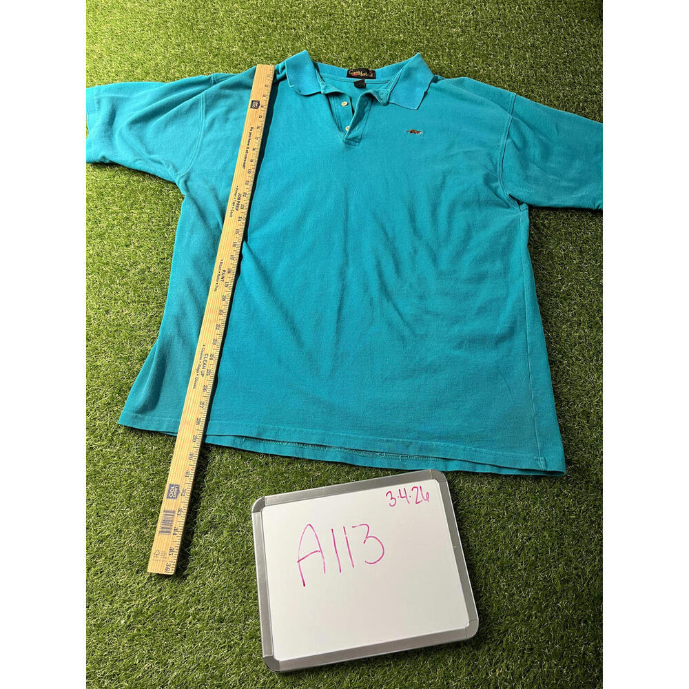 Gianni Mustelid Polo Shirt‎ Mens XXL Turquoise Cotton Golf Casual Blue VTG